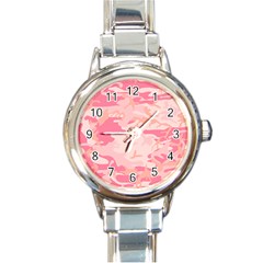 Initial Camouflage Camo Pink Round Italian Charm Watch by Mariart