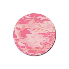 Initial Camouflage Camo Pink Rubber Coaster (round)  by Mariart