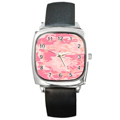 Initial Camouflage Camo Pink Square Metal Watch by Mariart