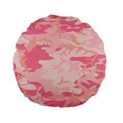 Initial Camouflage Camo Pink Standard 15  Premium Round Cushions by Mariart