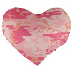 Initial Camouflage Camo Pink Large 19  Premium Flano Heart Shape Cushions by Mariart