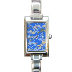 Oceanic Camouflage Blue Grey Map Rectangle Italian Charm Watch by Mariart