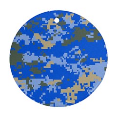 Oceanic Camouflage Blue Grey Map Ornament (round) by Mariart