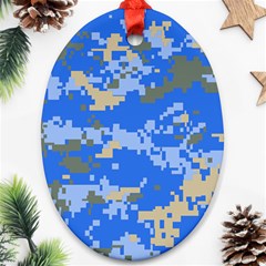 Oceanic Camouflage Blue Grey Map Ornament (oval) by Mariart