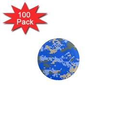 Oceanic Camouflage Blue Grey Map 1  Mini Magnets (100 Pack)  by Mariart