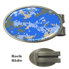 Oceanic Camouflage Blue Grey Map Money Clips (oval)  by Mariart