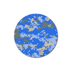 Oceanic Camouflage Blue Grey Map Magnet 3  (round)