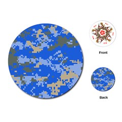 Oceanic Camouflage Blue Grey Map Playing Cards (round)  by Mariart