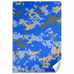 Oceanic Camouflage Blue Grey Map Canvas 12  X 18   by Mariart