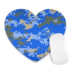 Oceanic Camouflage Blue Grey Map Heart Mousepads by Mariart