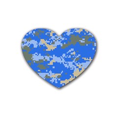 Oceanic Camouflage Blue Grey Map Rubber Coaster (heart)  by Mariart