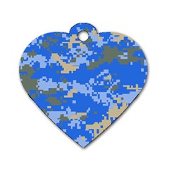 Oceanic Camouflage Blue Grey Map Dog Tag Heart (one Side) by Mariart