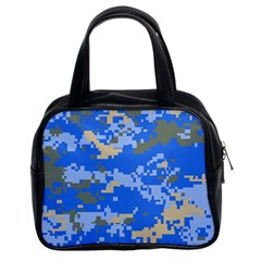 Oceanic Camouflage Blue Grey Map Classic Handbags (2 Sides) by Mariart