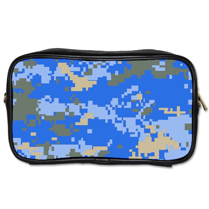 Oceanic Camouflage Blue Grey Map Toiletries Bags 2-Side