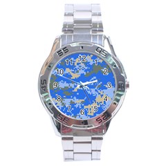 Oceanic Camouflage Blue Grey Map Stainless Steel Analogue Watch by Mariart