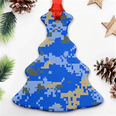 Oceanic Camouflage Blue Grey Map Christmas Tree Ornament (two Sides) by Mariart