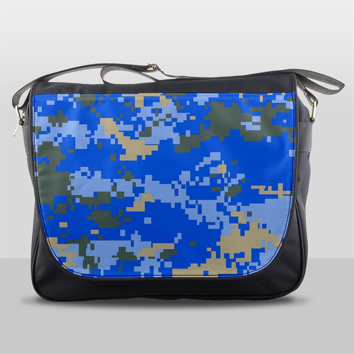 Oceanic Camouflage Blue Grey Map Messenger Bags