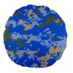 Oceanic Camouflage Blue Grey Map Large 18  Premium Round Cushions by Mariart