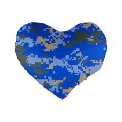 Oceanic Camouflage Blue Grey Map Standard 16  Premium Heart Shape Cushions by Mariart