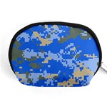 Oceanic Camouflage Blue Grey Map Accessory Pouches (Medium)  Front