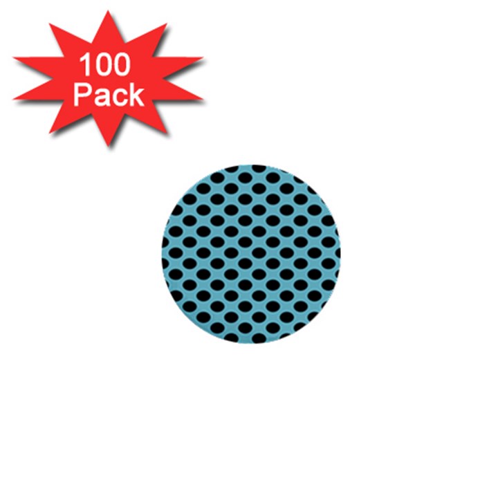 Polka Dot Blue Black 1  Mini Buttons (100 pack) 