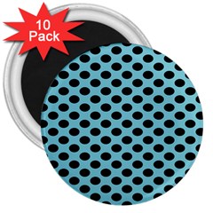 Polka Dot Blue Black 3  Magnets (10 Pack)  by Mariart