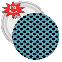 Polka Dot Blue Black 3  Buttons (100 Pack)  by Mariart