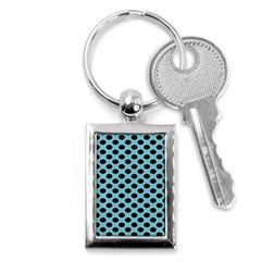 Polka Dot Blue Black Key Chains (rectangle)  by Mariart