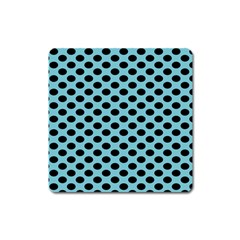 Polka Dot Blue Black Square Magnet by Mariart