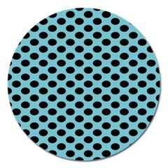 Polka Dot Blue Black Magnet 5  (round) by Mariart