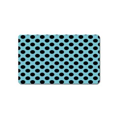 Polka Dot Blue Black Magnet (name Card) by Mariart