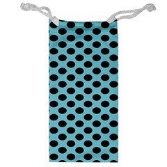 Polka Dot Blue Black Jewelry Bag by Mariart