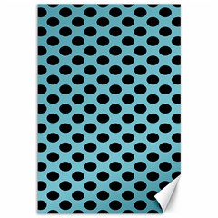 Polka Dot Blue Black Canvas 12  X 18   by Mariart