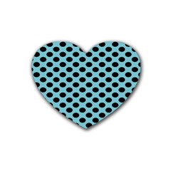 Polka Dot Blue Black Heart Coaster (4 Pack)  by Mariart