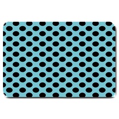 Polka Dot Blue Black Large Doormat  by Mariart