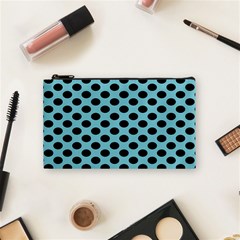 Polka Dot Blue Black Cosmetic Bag (small)  by Mariart