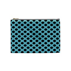 Polka Dot Blue Black Cosmetic Bag (medium)  by Mariart