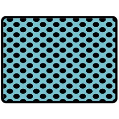 Polka Dot Blue Black Fleece Blanket (large)  by Mariart