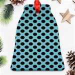 Polka Dot Blue Black Ornament (Bell) Front