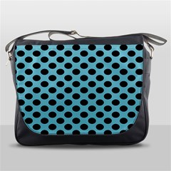 Polka Dot Blue Black Messenger Bags by Mariart