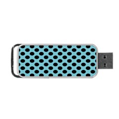 Polka Dot Blue Black Portable Usb Flash (two Sides) by Mariart