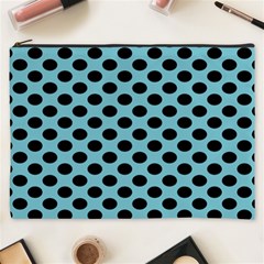 Polka Dot Blue Black Cosmetic Bag (xxxl)  by Mariart