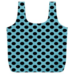 Polka Dot Blue Black Full Print Recycle Bags (l)  by Mariart