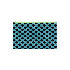 Polka Dot Blue Black Cosmetic Bag (xs) by Mariart