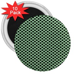 Polka Dot Green Black 3  Magnets (10 Pack) 