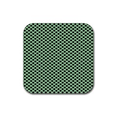 Polka Dot Green Black Rubber Coaster (square) 