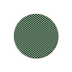 Polka Dot Green Black Rubber Round Coaster (4 Pack) 