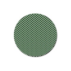 Polka Dot Green Black Magnet 3  (round)