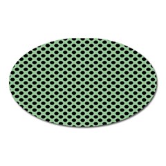 Polka Dot Green Black Oval Magnet by Mariart