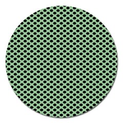 Polka Dot Green Black Magnet 5  (round) by Mariart